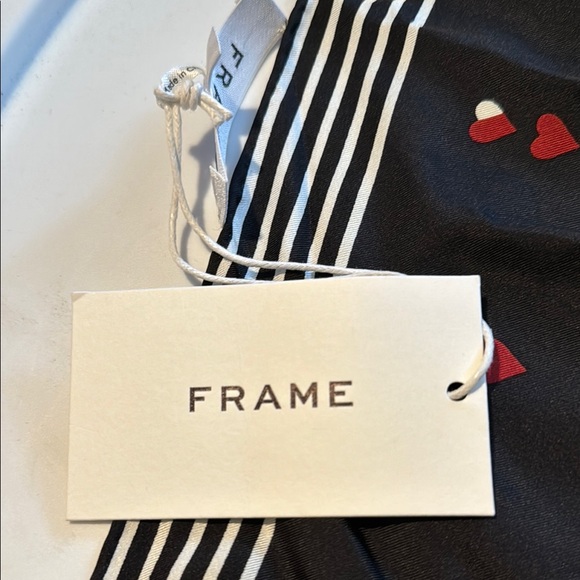 FRAME Silk Scarf - Black with Small Red Hearts - Picture 2 of 3